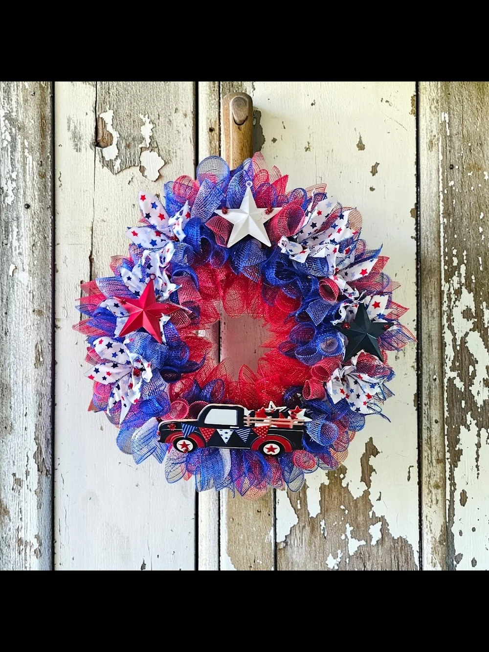 Handmade Patriotic Red, White & Blue Wreath - Americana Door Decor